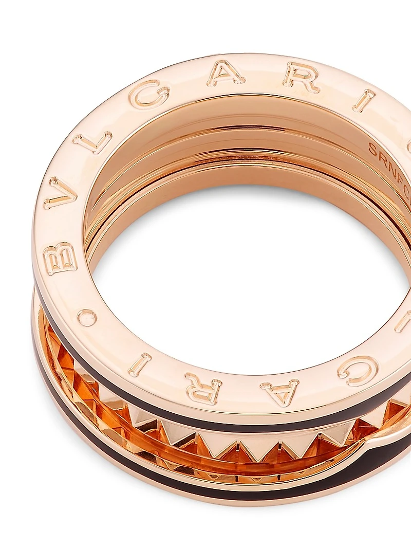 B.zero1 Rock 18K Rose Gold & Black Ceramic 2-Band Ring