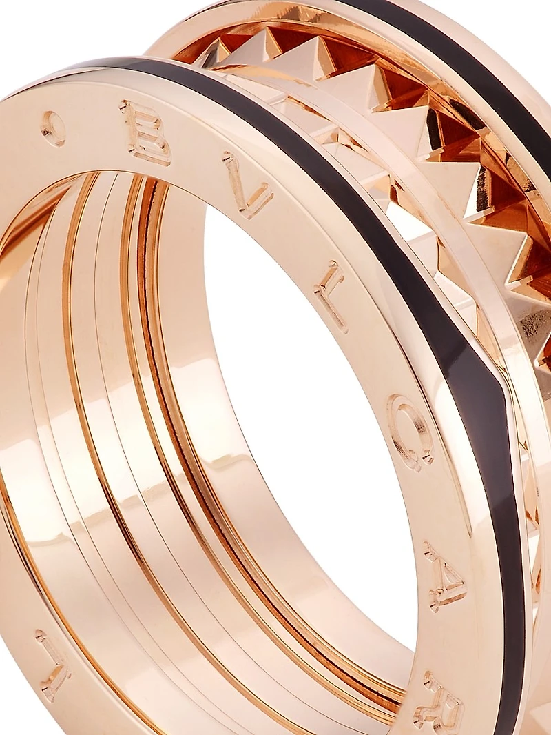 B.zero1 Rock 18K Rose Gold & Black Ceramic 2-Band Ring