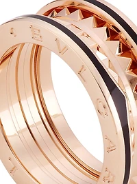 B.zero1 Rock 18K Rose Gold & Black Ceramic 2-Band Ring