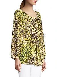 Ombre Animal-Print Tie Top