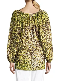 Ombre Animal-Print Tie Top