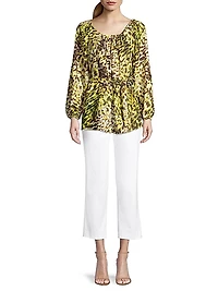 Ombre Animal-Print Tie Top