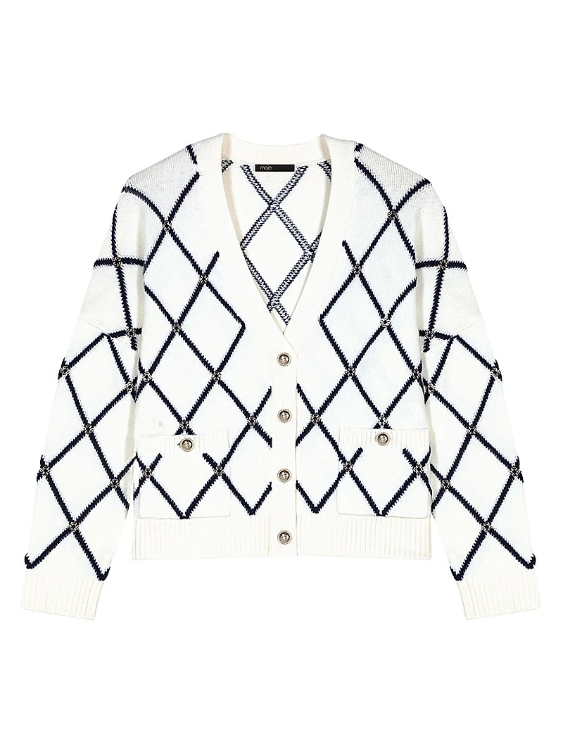 Diamond Pattern Knitted Cardigan