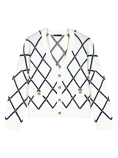 Diamond Pattern Knitted Cardigan