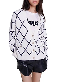 Diamond Pattern Knitted Cardigan