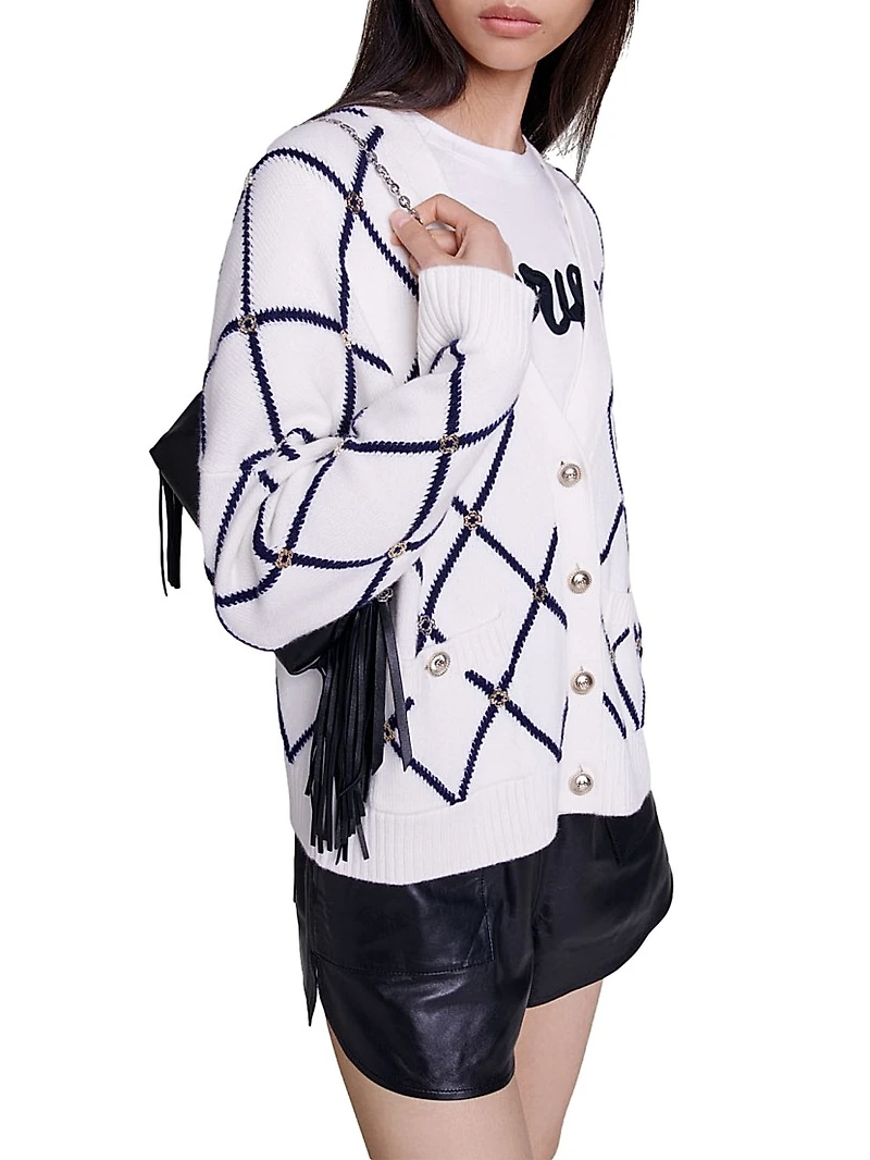 Diamond Pattern Knitted Cardigan