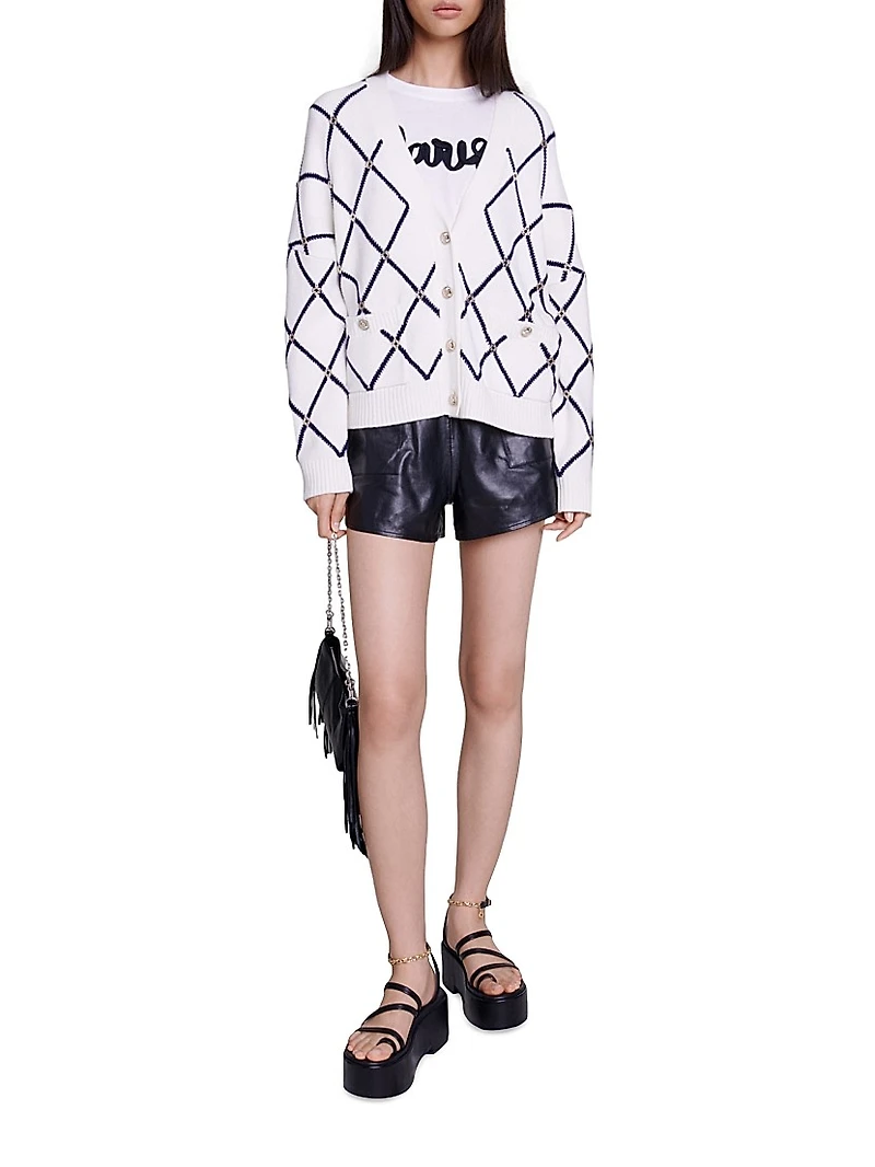 Diamond Pattern Knitted Cardigan