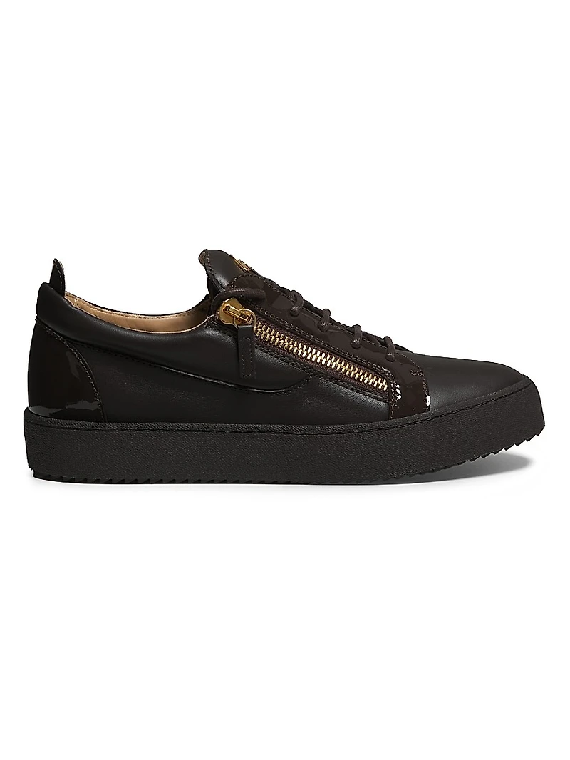 Briel Side Zip Leather Low-Top Sneakers