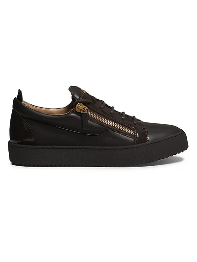 Briel Side Zip Leather Low-Top Sneakers