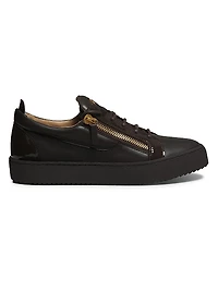 Briel Side Zip Leather Low-Top Sneakers