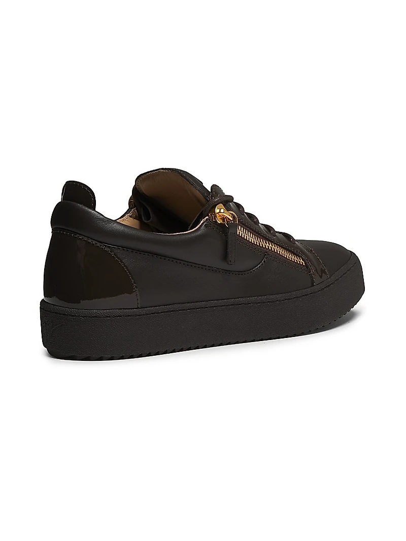 Briel Side Zip Leather Low-Top Sneakers