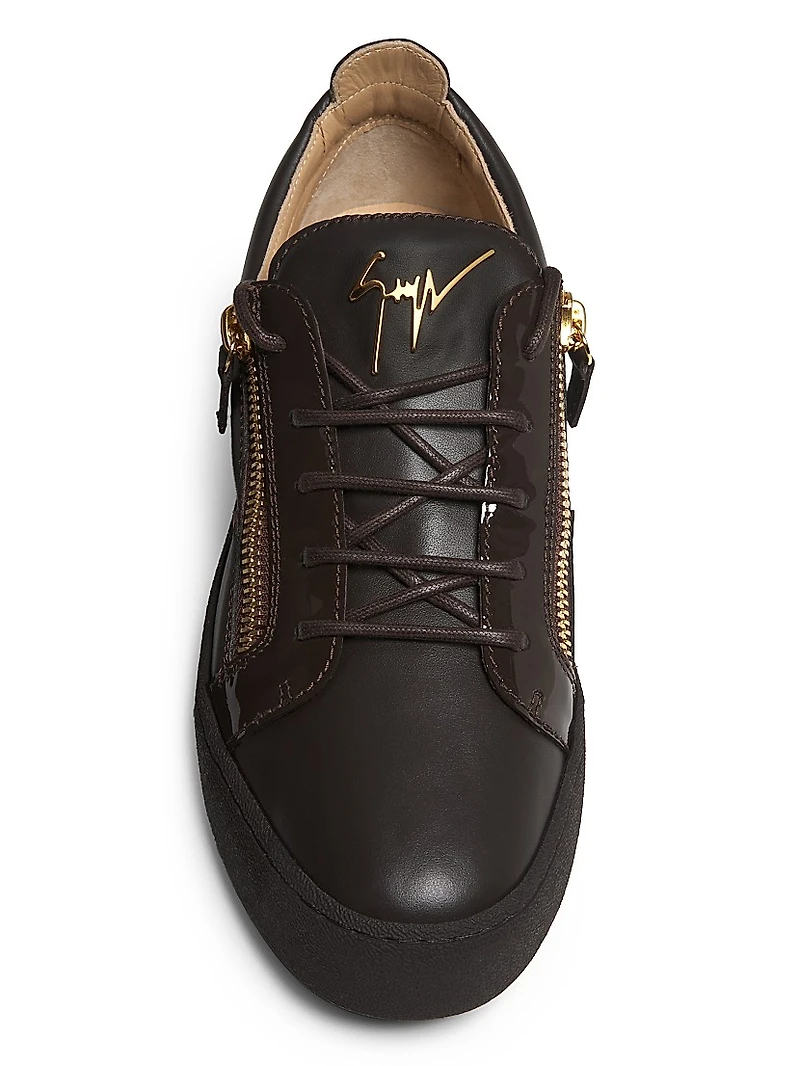 Briel Side Zip Leather Low-Top Sneakers