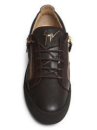 Briel Side Zip Leather Low-Top Sneakers
