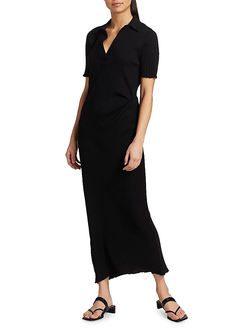Retro Rib Polo Maxi Dress