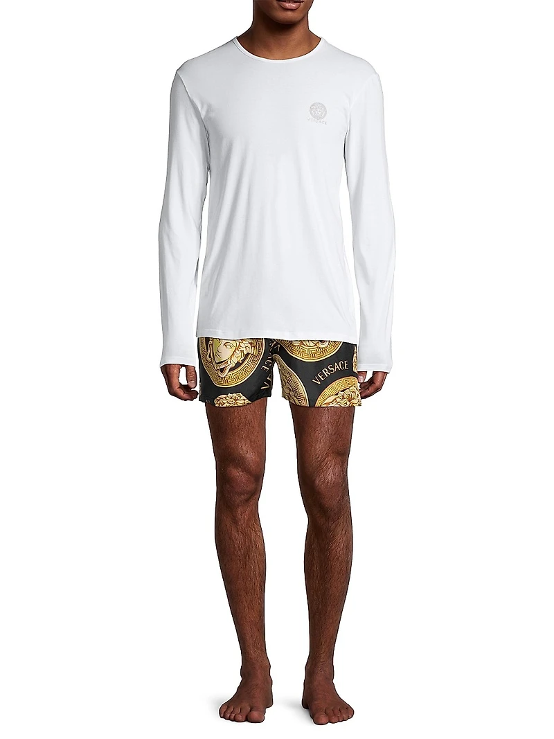 Long-Sleeve Cotton Stretch Crewneck