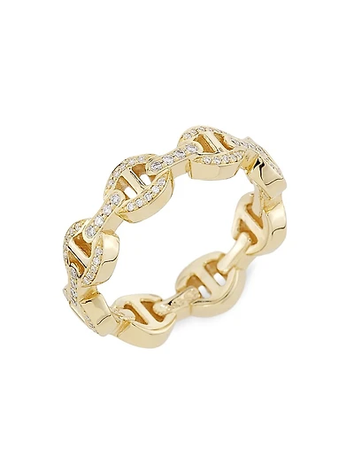 Quad-Link 18K Yellow Gold & Diamond Ring
