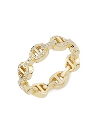Quad-Link 18K Yellow Gold & Diamond Ring