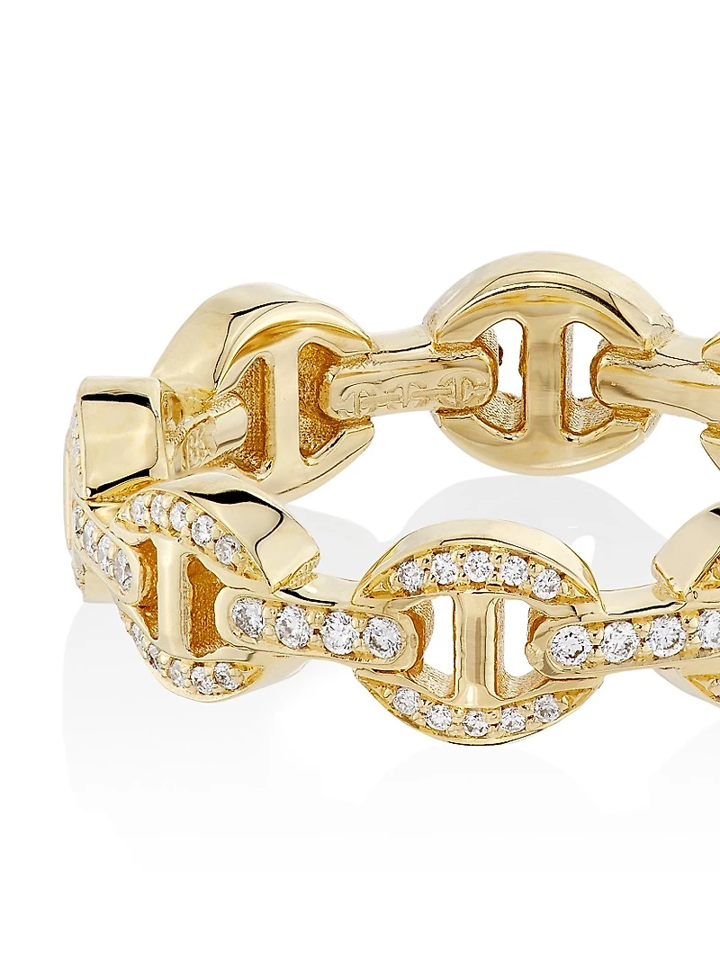 Quad-Link 18K Yellow Gold & Diamond Ring