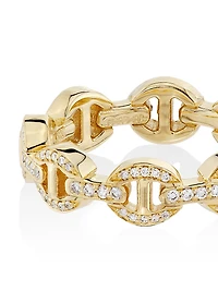 Quad-Link 18K Yellow Gold & Diamond Ring