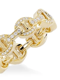Quad-Link 18K Yellow Gold & Diamond Ring