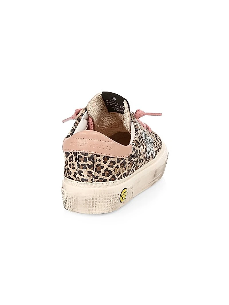 Little Girl's & Girl's May Leopard-Print Leather Sneakers