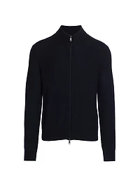 Textured Zip Mockneck Sweater