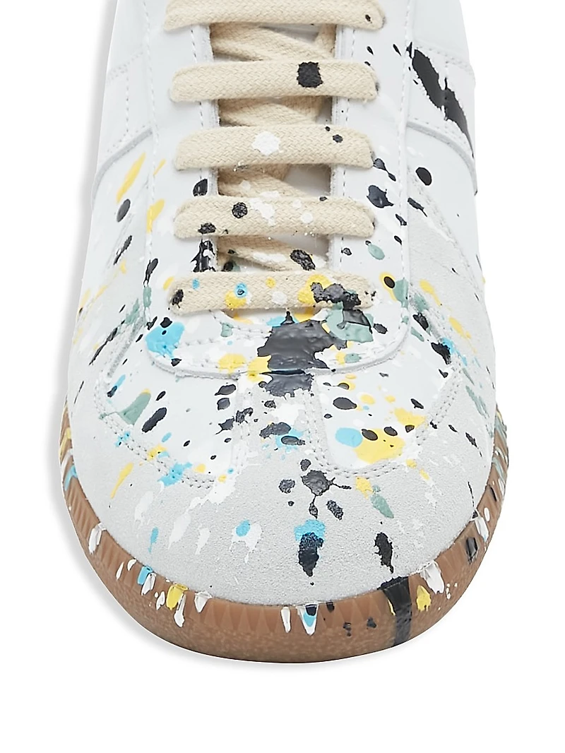 Paint Splatter Leather Sneakers