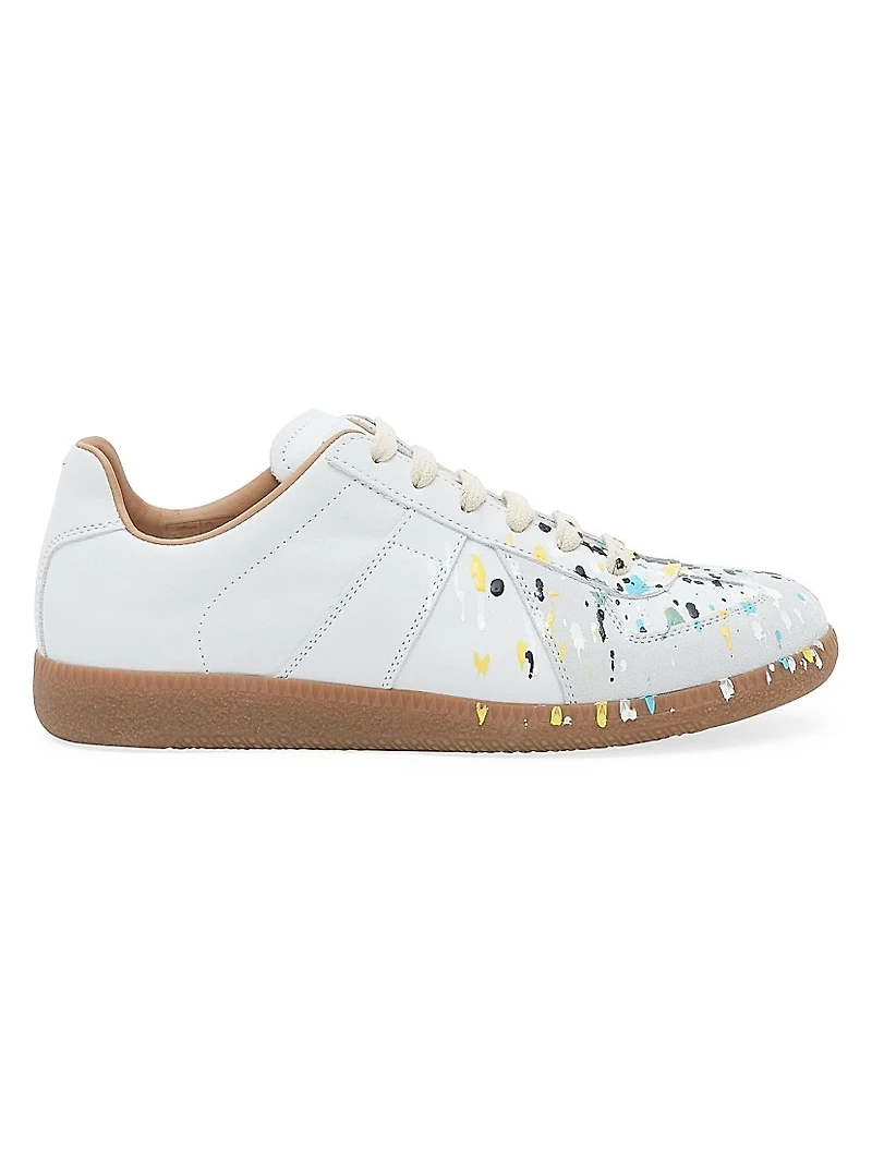 Paint Splatter Leather Sneakers