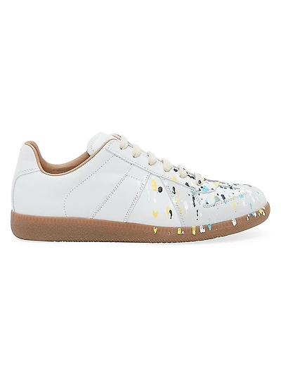 Paint Splatter Leather Sneakers