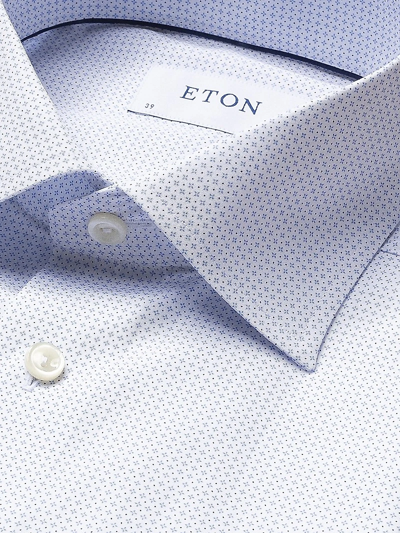 Slim-Fit Micro Floral-Print Dress Shirt