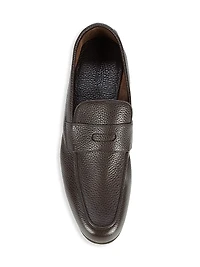 Thorne Pebble-Grained Leather Penny Loafers