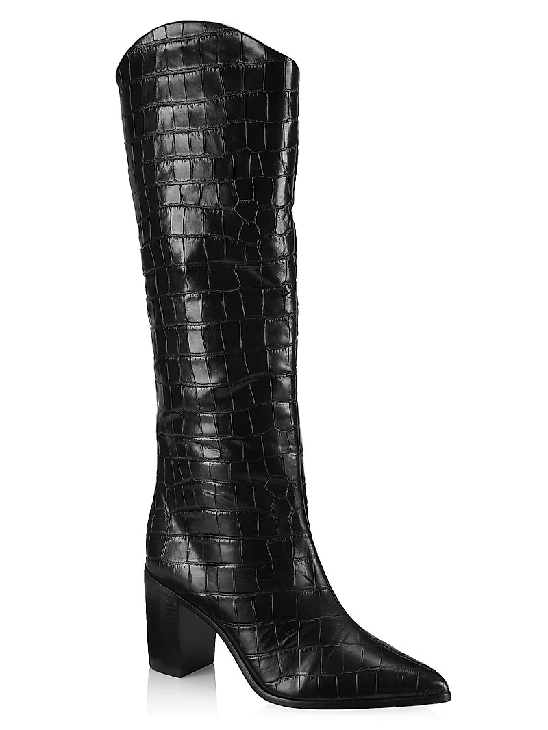 Analeah Lizard-Embossed Leather Boots