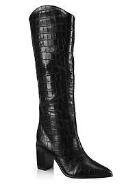 Analeah Lizard-Embossed Leather Boots
