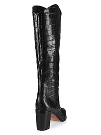 Analeah Lizard-Embossed Leather Boots