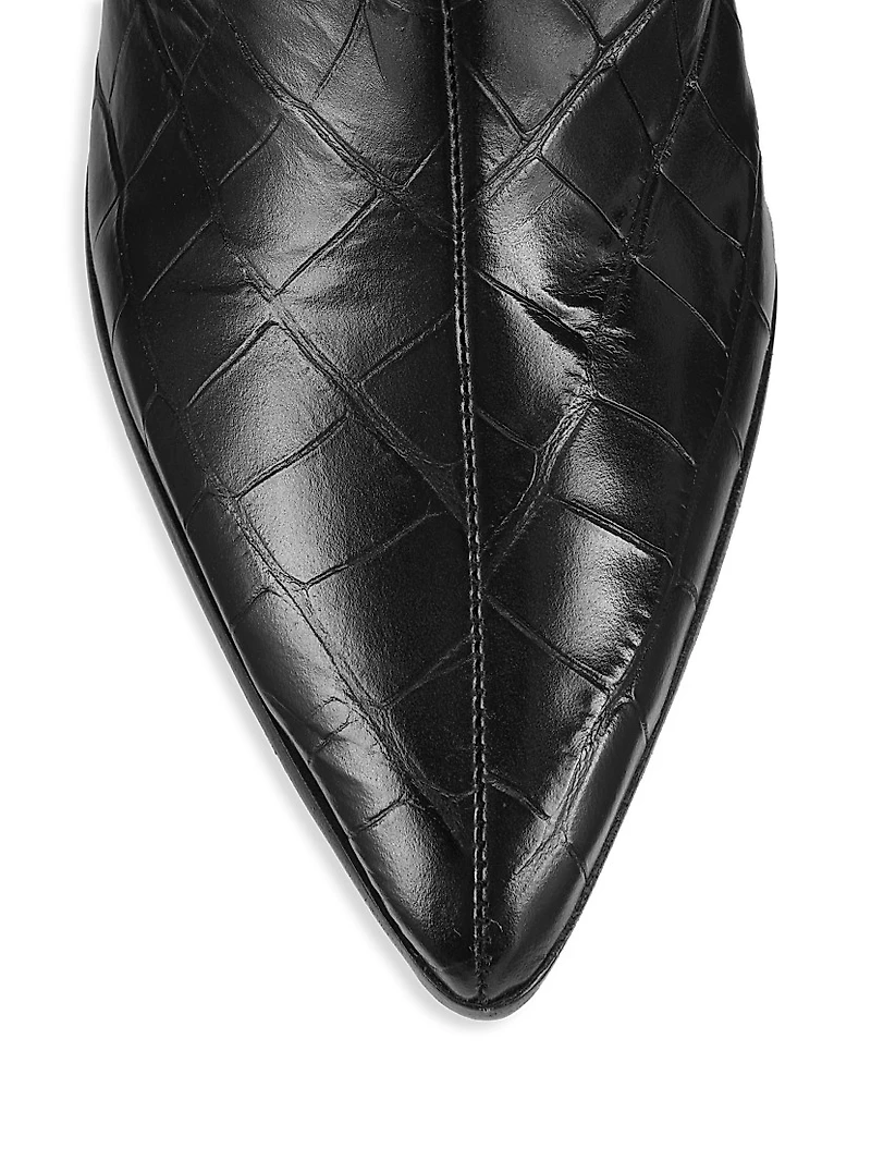 Analeah Lizard-Embossed Leather Boots