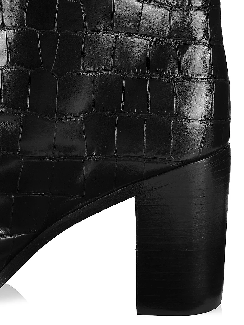 Analeah Lizard-Embossed Leather Boots