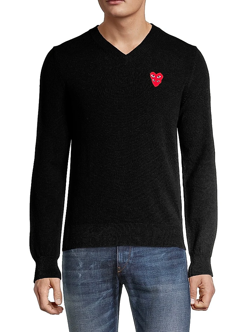 Play Double Heart V-Neck Pullover