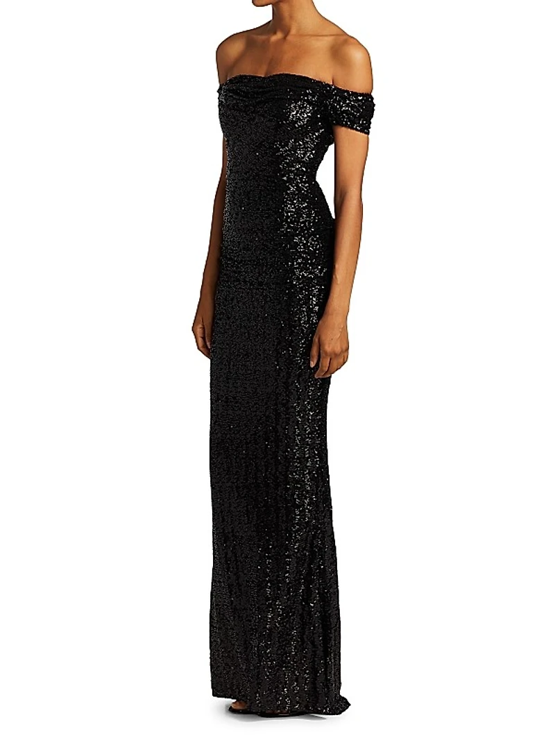 Sequin Off-The-Shoulder Gown