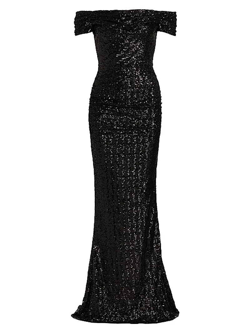 Sequin Off-The-Shoulder Gown