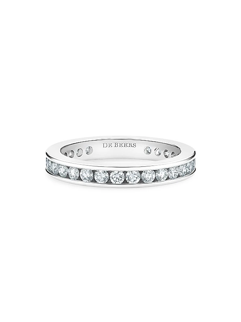 Platinum & Channel-Set Natural Diamond Eternity Band/3MM