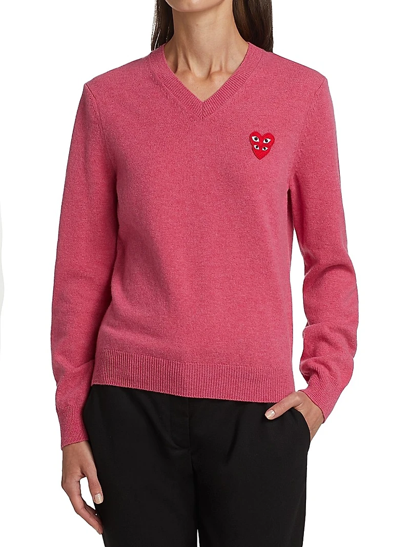 Double Heart V-Neck Pullover