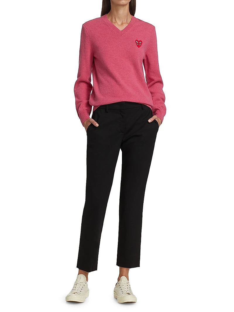 Double Heart V-Neck Pullover