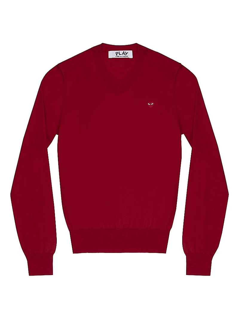 V-Neck Wool Heart Sweater