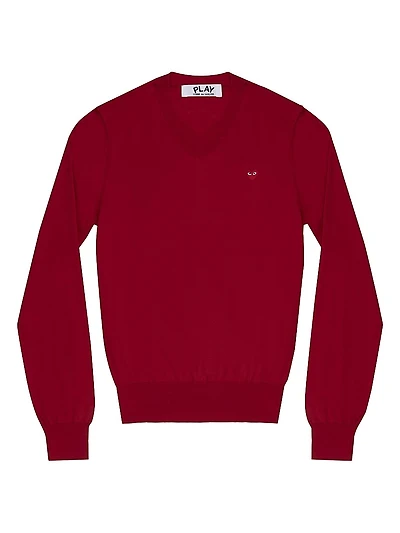 V-Neck Wool Heart Sweater