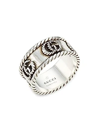 Ring In Aged Sterling Silver With Double G Detail