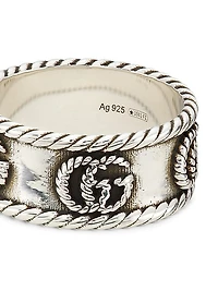 Ring In Aged Sterling Silver With Double G Detail