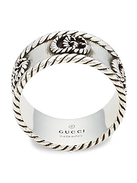 Ring In Aged Sterling Silver With Double G Detail