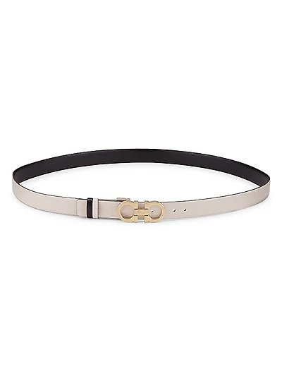 Donna Gancini Buckle Reversible Leather Belt