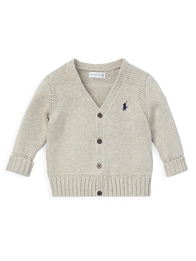 Baby Boy's Combed Cotton Button-Front Cardigan