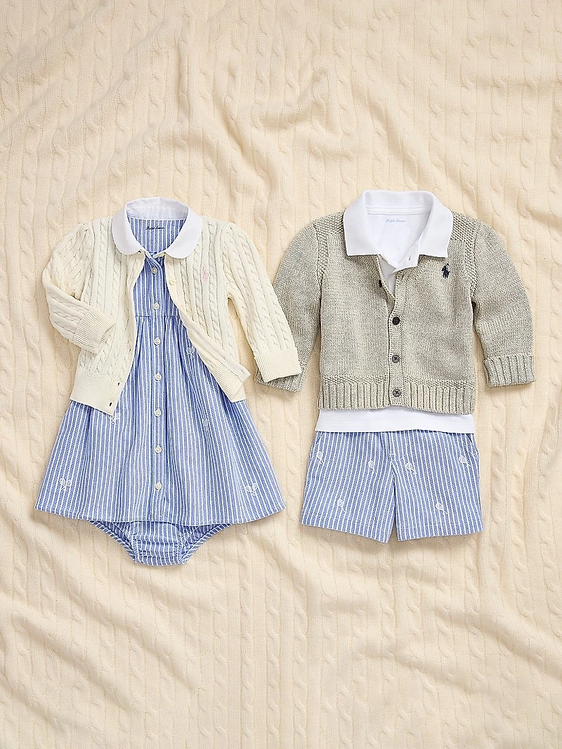 Baby Boy's Combed Cotton Button-Front Cardigan